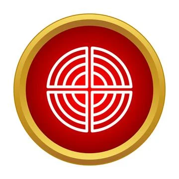 Target aiming icon in red button Illustrazione stock