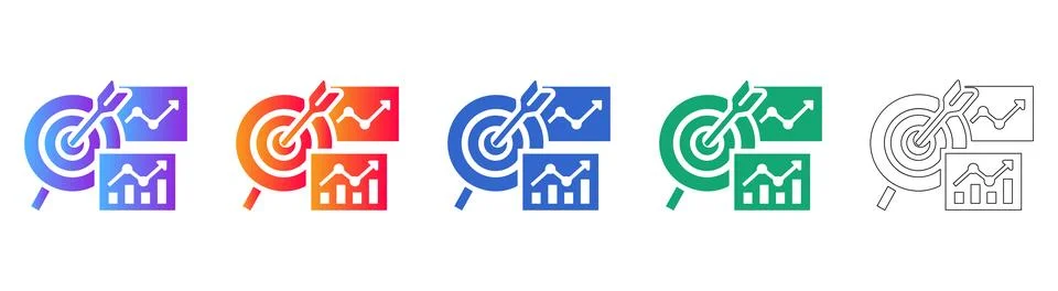 Target and Analytics Icon Set Illustration