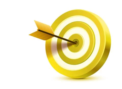 Target and arrow, 3d object on white background. Vector illustration Stock Illustration
