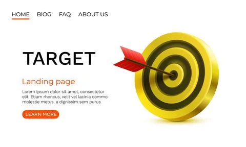 Target and arrow, 3d object on white background. Vector illustration Stock Illustration