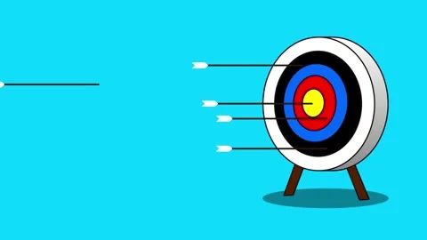 Target and arrow animations. shoot at the target with arrows Stock Footage 277346328