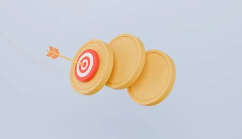 Target and arrow coins, saving money, business target, targeting financial Stock Illustration