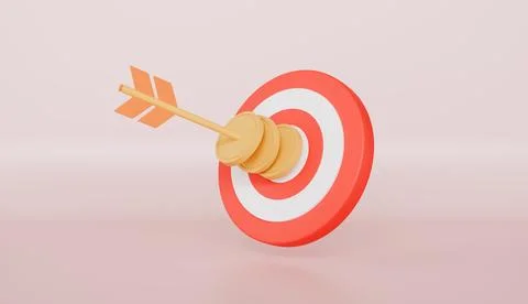 Target and arrow coins, saving money, business target, targeting financial Stock Illustration