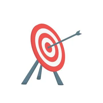 Target and arrow flat isometry on white background Stock Illustration