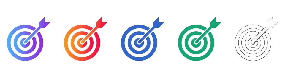 Target and Arrow Icon Set for Strategy and Goals Stockillustratie