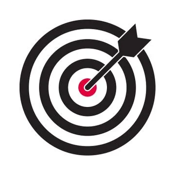 Target and arrow vector icon. Darts dartboard and business aim target symbol Stock Illustration