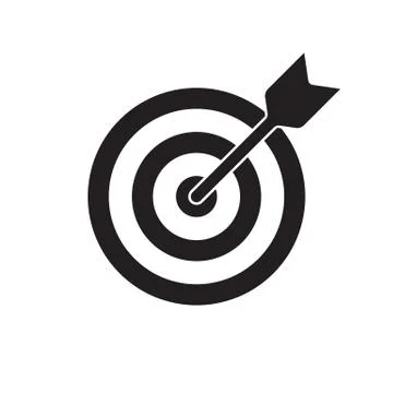 Target and arrow vector icon. Dartboard shoot, business aim and target focus  Ilustração Stock