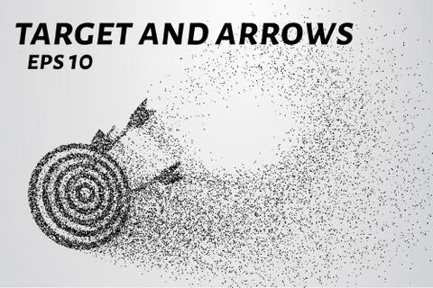 Target and arrows of particles. The target and arrows are made up of small ci Stock Illustration
