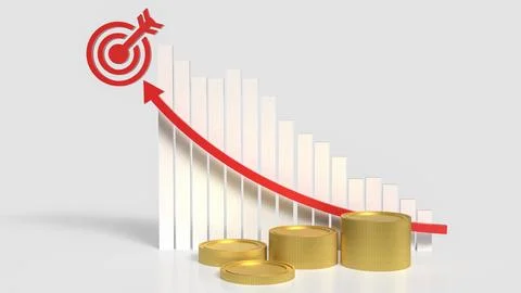 The Target and chart for Business concept 3d Rendering. Stock Illustration