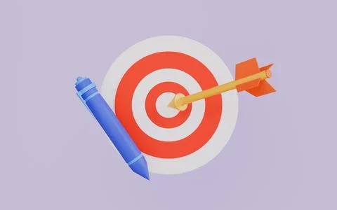 A target and pencil focused planning and goal oriented project execution Stock Illustration