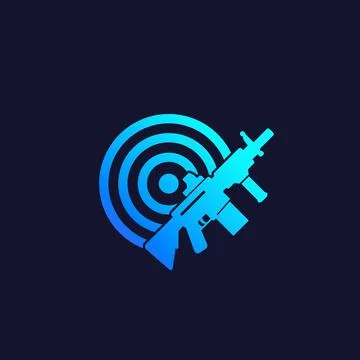 Target and rifle, vector logo design Stock Illustration