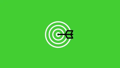 Target animated icon on bright green screen background for goal and achievement Stock Footage 314767440