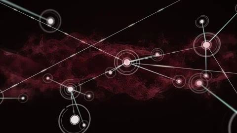 Target appearing, hub sending lines, nodes growing, dots moving, mapping network Stock Footage 333872987