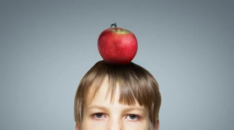 Target apple on boy's head - a master shot. Stock Footage 8946806