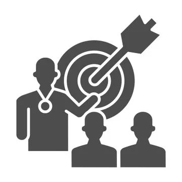 Target with arrow and lecturer solid icon, presentation concept, Leader presents イラスト素材
