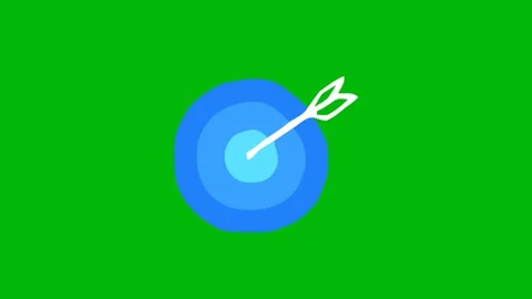 Target Arrow Animation on Green Screen Видео 345096496