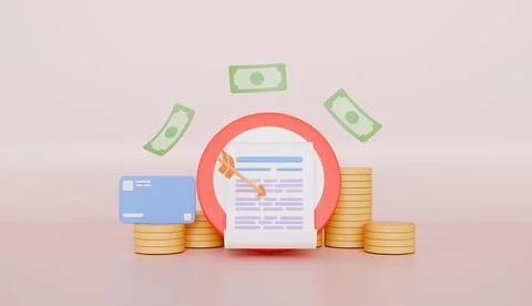 Target with arrow, bill, targeting financial business, goal planning Stock Illustration