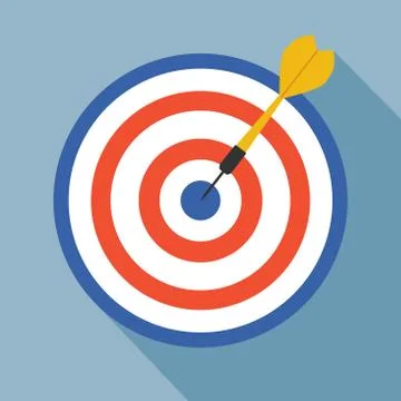 Target with arrow on blue background.dart Stock Illustration