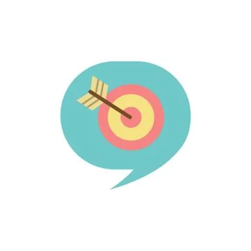 Target with Arrow in Chatting Box, Aim in Bubble Ilustração Stock