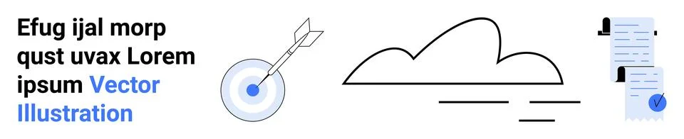 Target with arrow, cloud icon, and documents with blue seal. Ideal for busine Stockillustratie