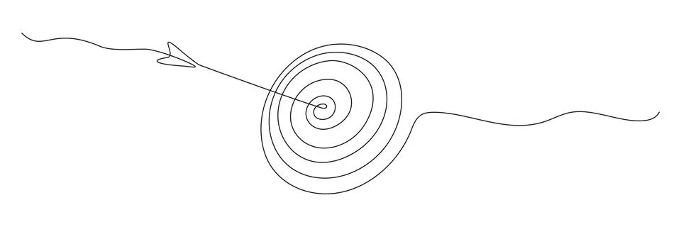 Target with arrow continuous line drawing. Stock Illustration