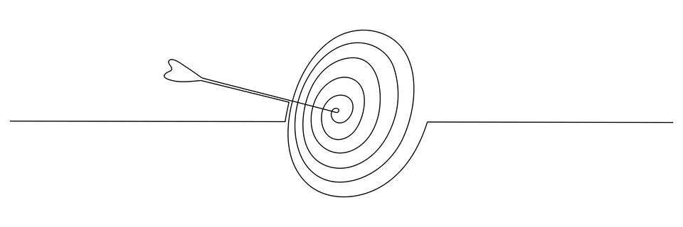 Target with arrow continuous line drawing. Stock Illustration
