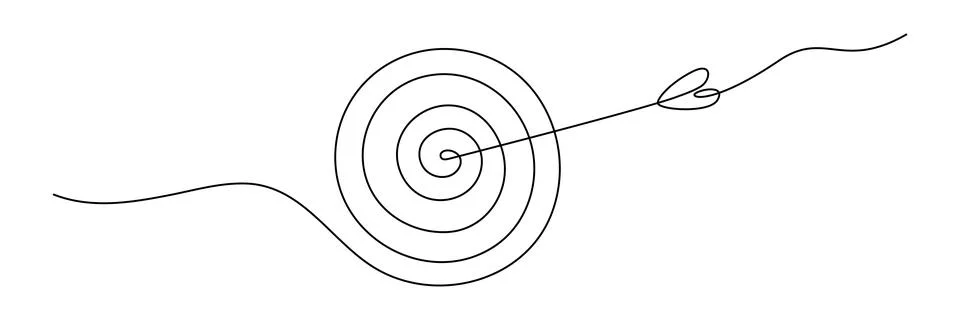Target with arrow continuous line drawing. Stock Illustration