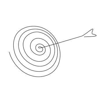 Target with arrow continuous line drawing. Stock Illustration