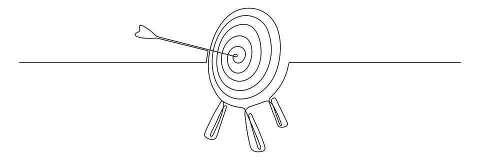 Target with arrow continuous line drawing. Stock Illustration