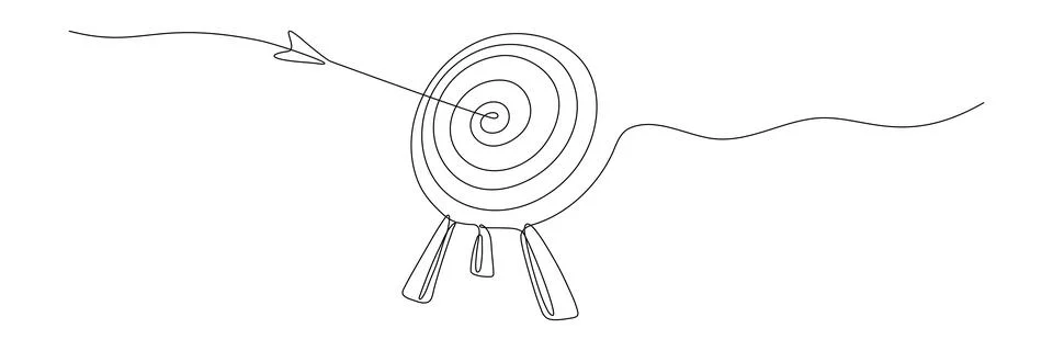 Target with arrow continuous line drawing. Stock Illustration
