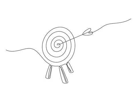 Target with arrow continuous line drawing. Stock Illustration