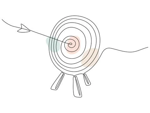 Target with arrow continuous line drawing. Stock Illustration