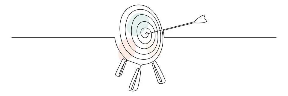 Target with arrow continuous line drawing. Stock Illustration