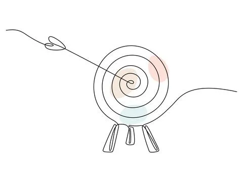 Target with arrow continuous line drawing. Stock Illustration