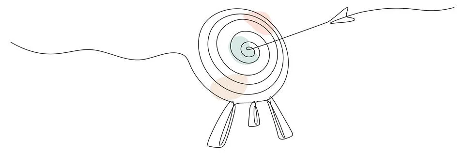Target with arrow continuous line drawing. Stock Illustration