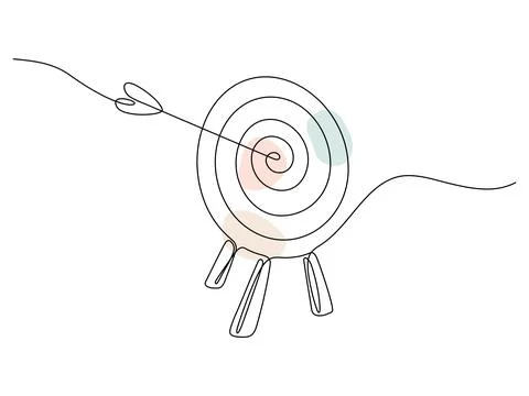 Target with arrow continuous line drawing. Stock Illustration