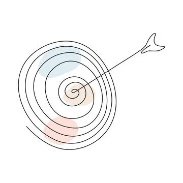 Target with arrow continuous line drawing. Stock Illustration