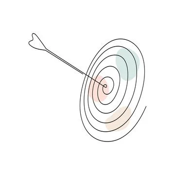 Target with arrow continuous line drawing. Stock Illustration
