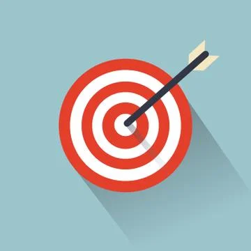 Target with an arrow flat icon concept market goal vector picture image. Concept Stock Illustration