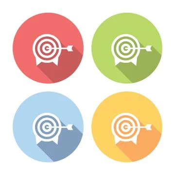 Target With Arrow Flat Icons Set Illustrazione stock