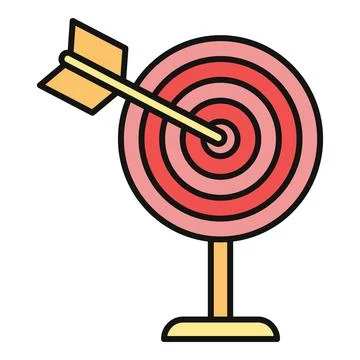 Target with arrow hitting bulls eye achieving success icon Stock Illustration