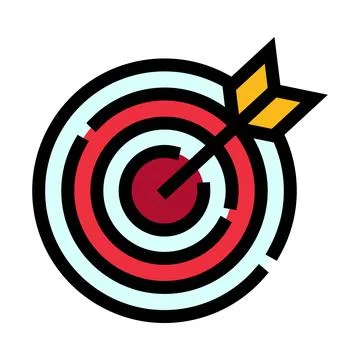 Target with arrow hitting bullseye representing objective achievement Stock Illustration