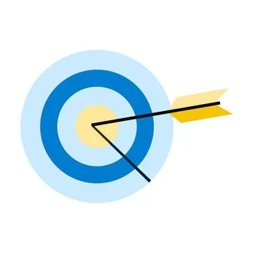 Target with arrow hitting bullseye, vector illustration Stock Illustration