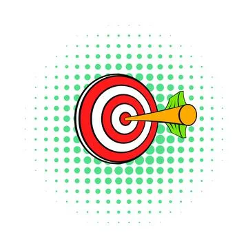 Target with arrow icon, comics style Stock Illustration