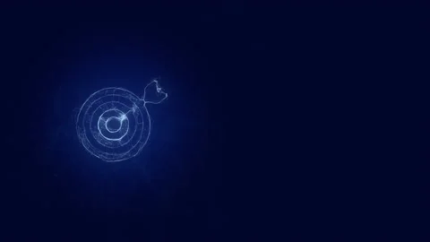 Target with arrow icon with plexus effect. Connected lines with dots. Lines Stock Footage 169311323