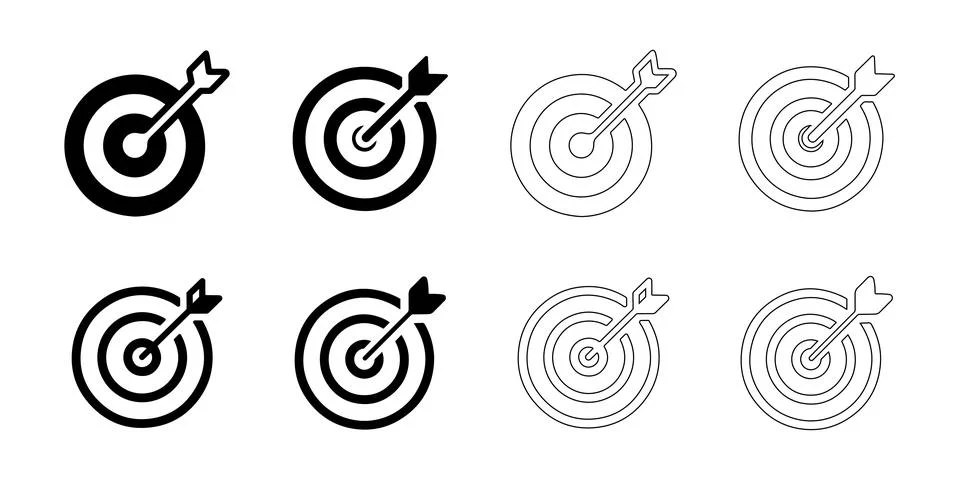 Target with arrow icons set Stock Illustration