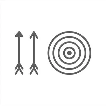Target with an arrow line icon. A simple element isolated on a white background. Stock Illustration
