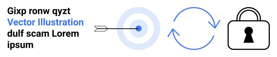 Target with Arrow, Refresh Arrows, and Padlock Representing Security, Accur.. Stock Illustration