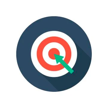 Target with Arrow on Tripod Flat Icon. Smart Goal Business Achieve. Stock Illustration