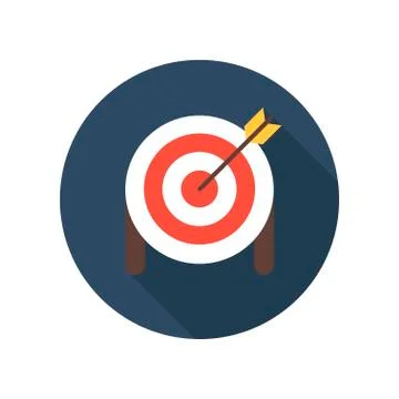 Target with Arrow on Tripod Flat Icon. Smart Goal Business Achieve. Stock Illustration
